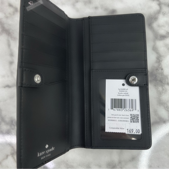 Kate Spade Staci Colorblock Large Slim Bifold Wallet In Nimbus Grey - Picture 4 of 5